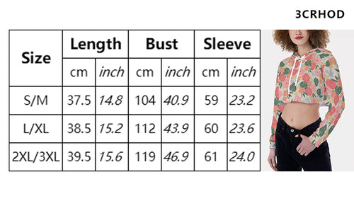 Women's 3D Digital Floral Crop Top Hoodie - Long Sleeve Slim Fit Summer Graphic Pullover