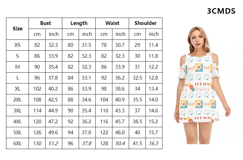 Women's 3D Digital Graphic Cold Shoulder Dress - Short Sleeve Slim Fit Mini Shift Dress