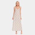 Women's 3D Digital Print Maxi Dress - V-Neck Spaghetti Strap Slim Fit Summer Slip Dress