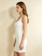 Women's White Sleeveless Fitted Mini Dress