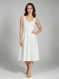 Women's White Sleeveless A-Line Midi Dress